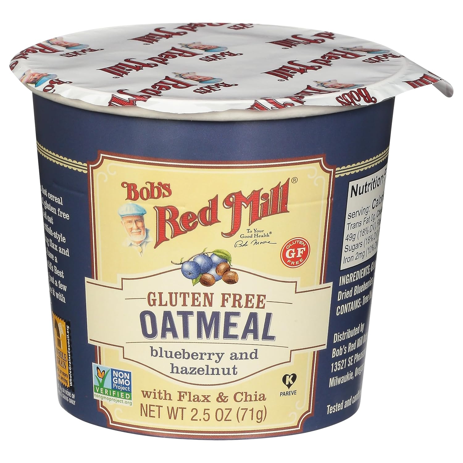 image:imageBobs Red Mill Apple Cinnamon Gluten Free Oatmeal Cup 12 CountBlueberry Hazelnut