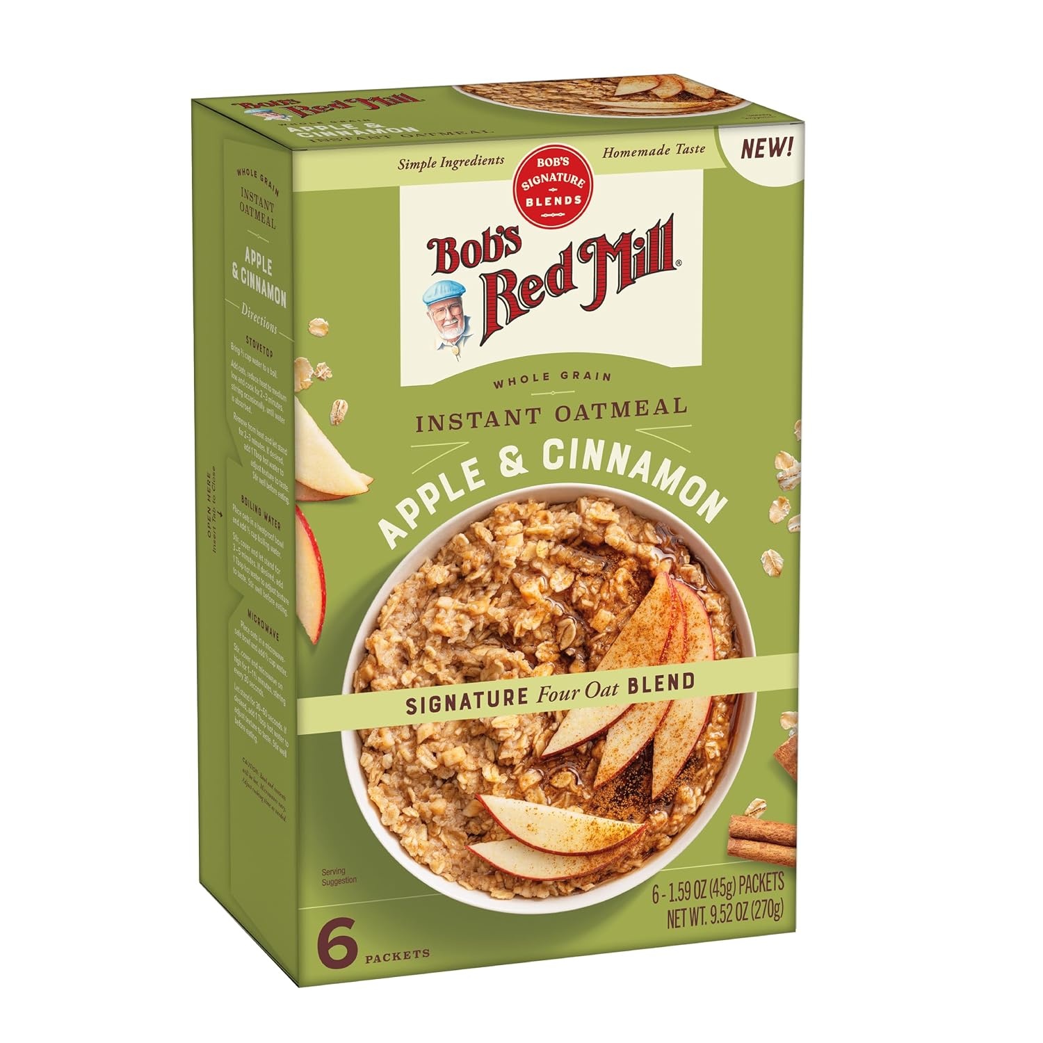 image:imageBobs Red Mill Apple Cinnamon Instant Oatmeal Packets 6 packetsApple Cinnamon