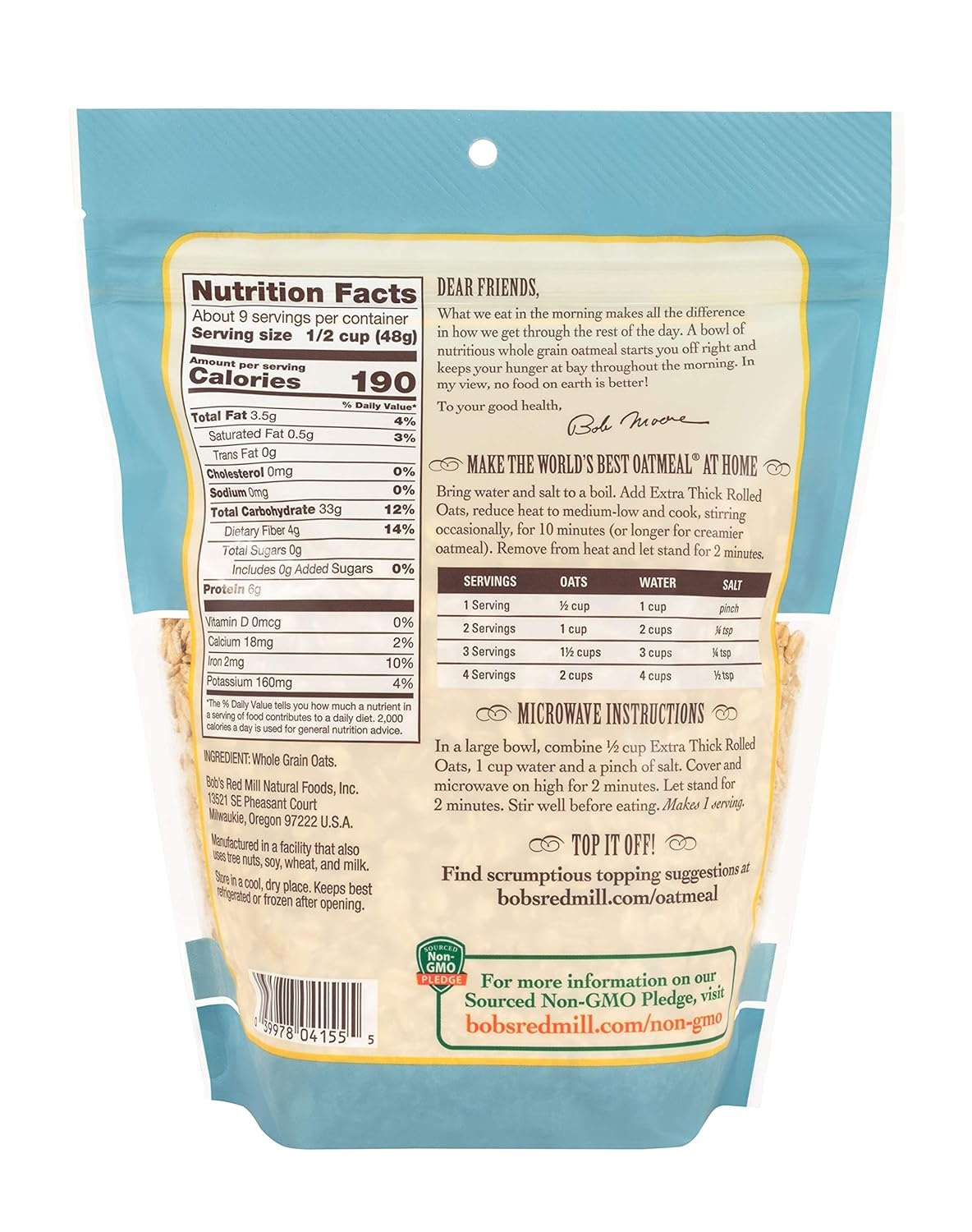 image:imageBobs Red Mill Extra Thick Rolled Oats 16 Ounce Pack of 4 Non GMO Whole Grain Vegan Kosher315 Ounce Pack of 4