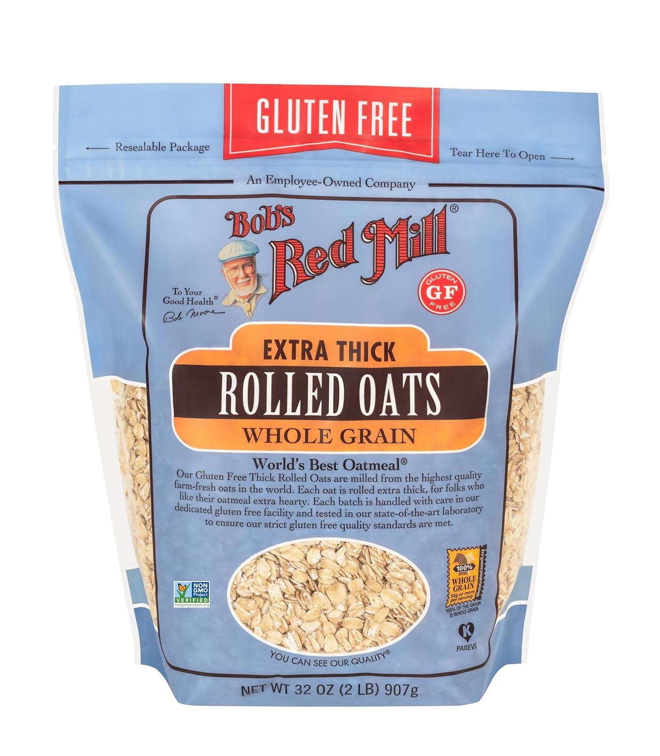 image:imageBobs Red Mill Gluten Free Extra Thick Rolled Oats 32ounce Pack of 432 Ounce Pack of 4