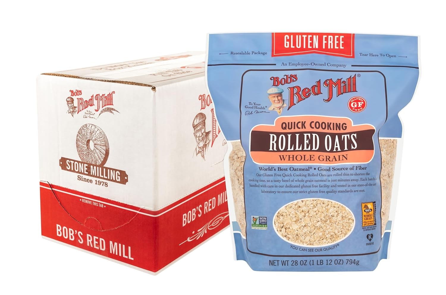image:imageBobs Red Mill Gluten Free Quick Cooking Rolled Oats 28oz 4 Pack
