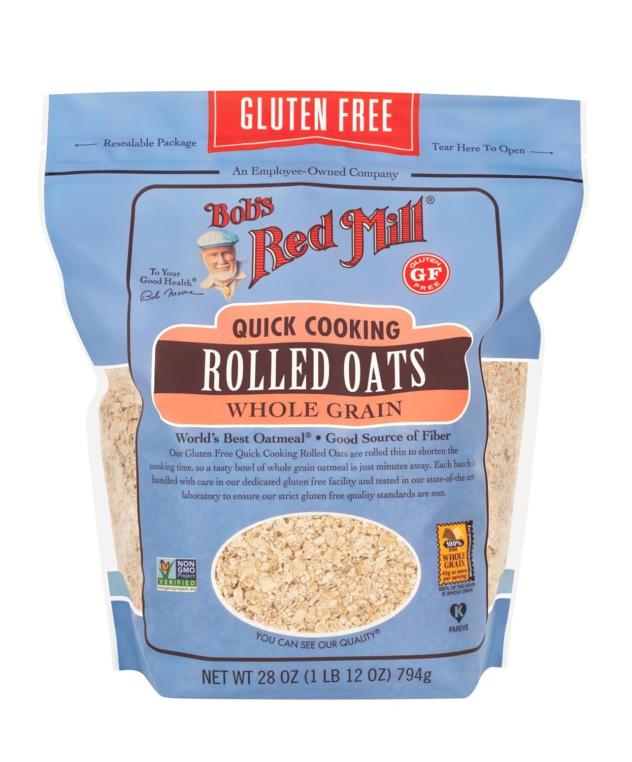 image:imageBobs Red Mill Gluten Free Quick Cooking Rolled Oats 28oz 4 Pack