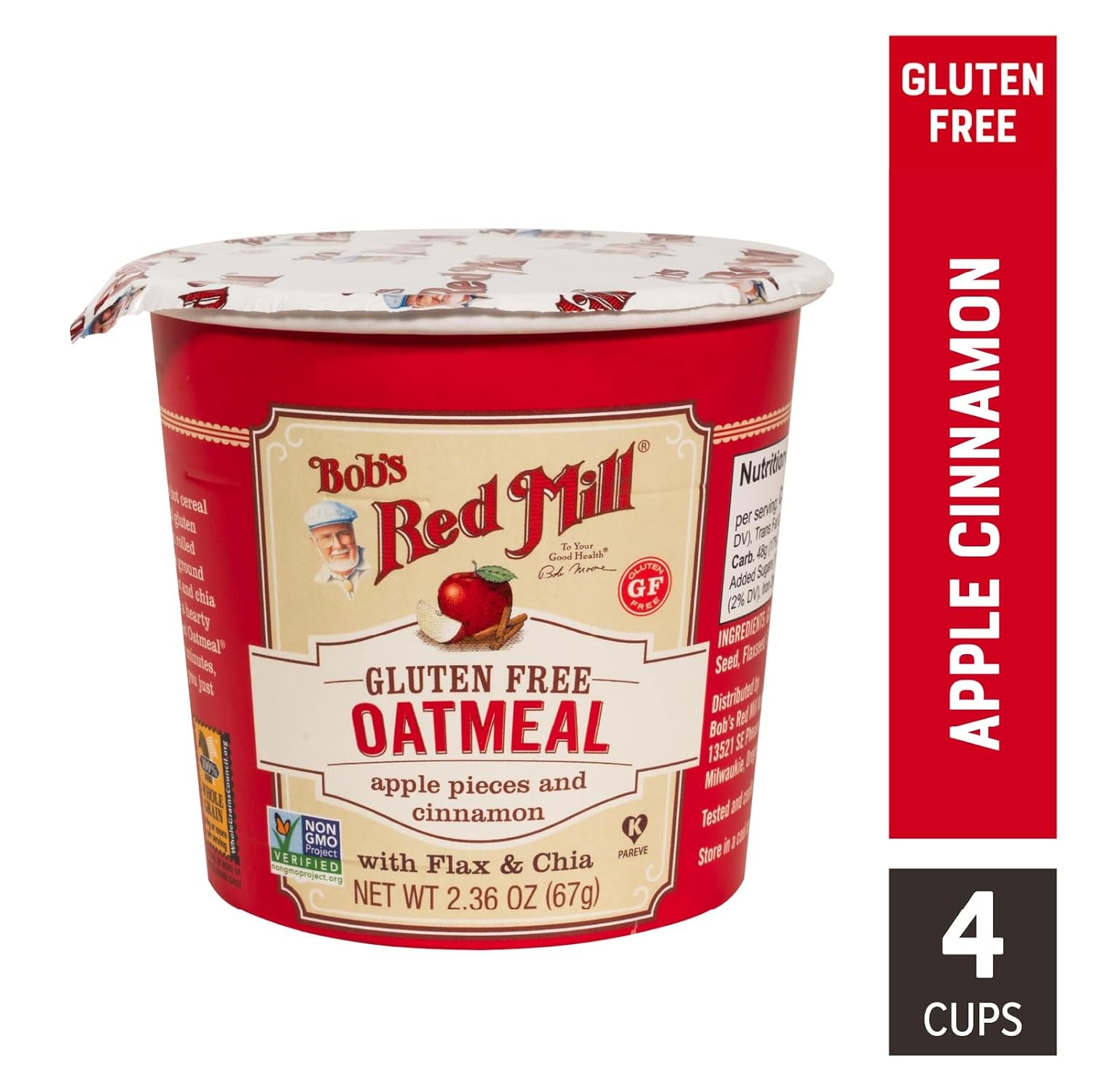 image:imageBobs Red Mill Oatmeal Cup Variety Pack Classic Maple Apple 1 cup Pack of 12 Non GMO Whole Grain Kosher