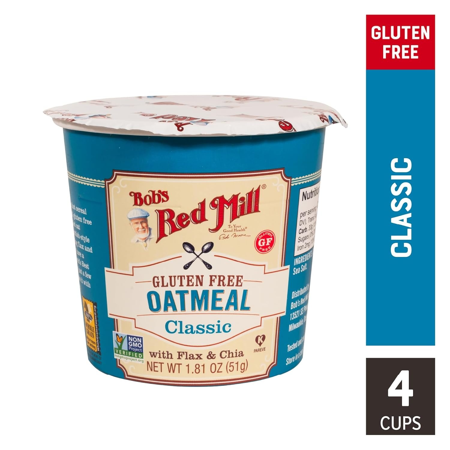 image:imageBobs Red Mill Oatmeal Cup Variety Pack Classic Maple Apple 1 cup Pack of 12 Non GMO Whole Grain Kosher