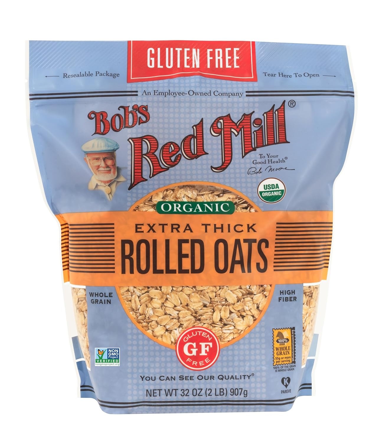 image:imageBobs Red Mill Organic Gluten Free Extra Thick Rolled Oats 32oz 4 Pack