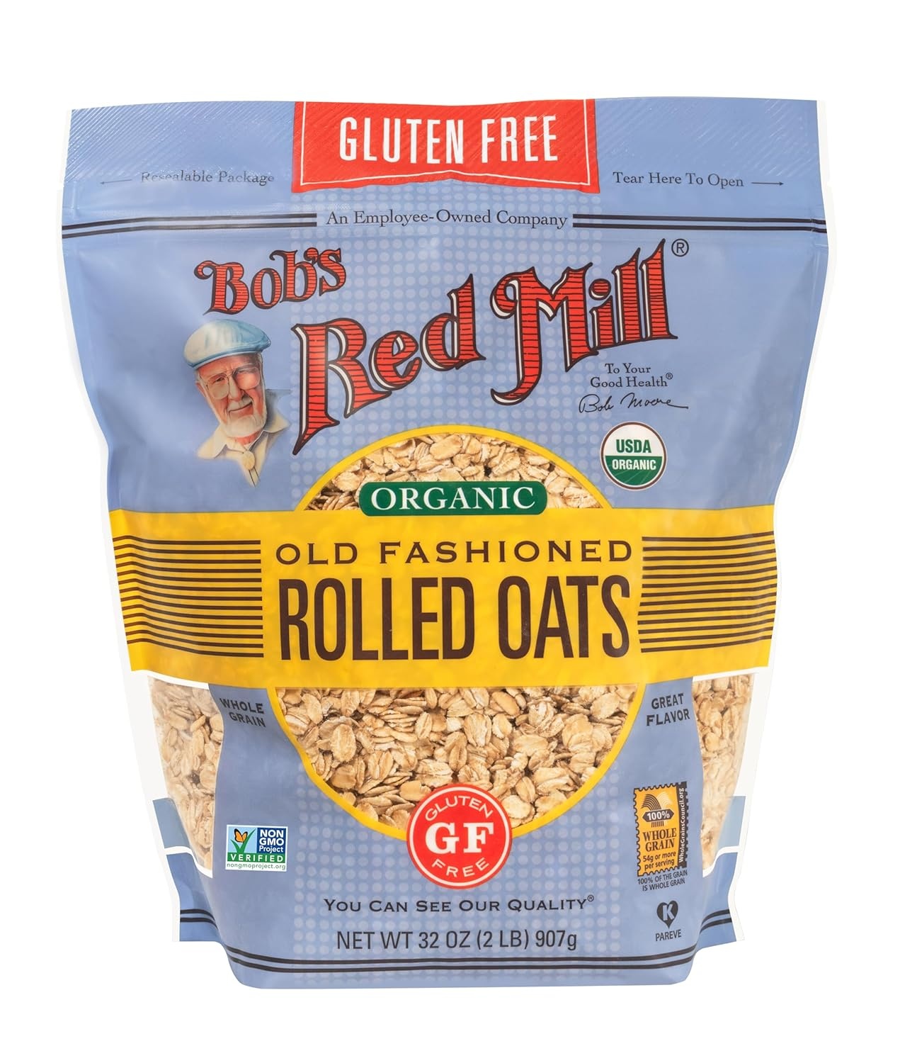 image:imageBobs Red Mill Organic Gluten Free Old Fashioned Rolled Oats 32oz 4 PackOld Fashioned Whole Grain