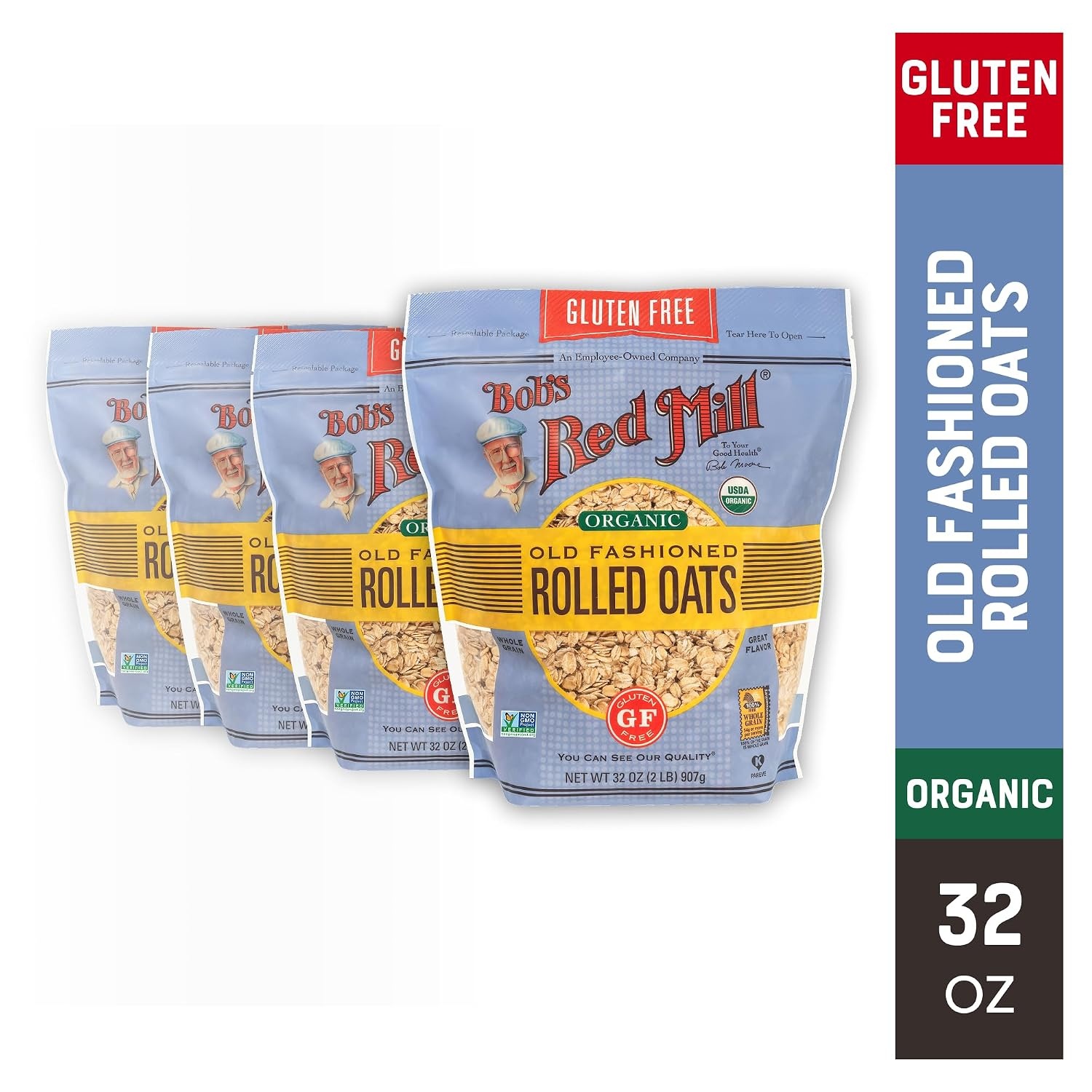 image:imageBobs Red Mill Organic Gluten Free Old Fashioned Rolled Oats 32oz 4 PackOld Fashioned Whole Grain