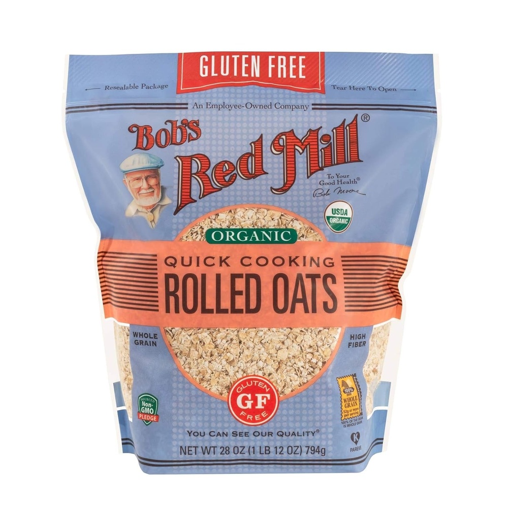 image:imageBobs Red Mill Gluten Free Organic Quick Cooking Rolled Oats 28oz Pack of 4 Gluten Free Organic Non GMO Whole Grain Vegan Kosher28 Ounce Pack of 1