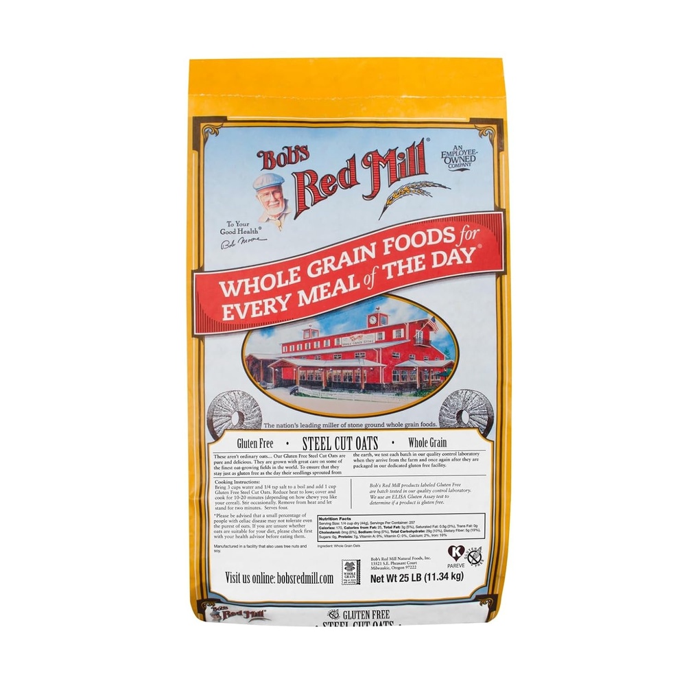 image:imageBobs Red Mill Gluten Free Steel Cut Oats 24oz Pack of 4  Gluten Free Non GMO Whole Grain Vegan Kosher400 Ounce Pack of 1