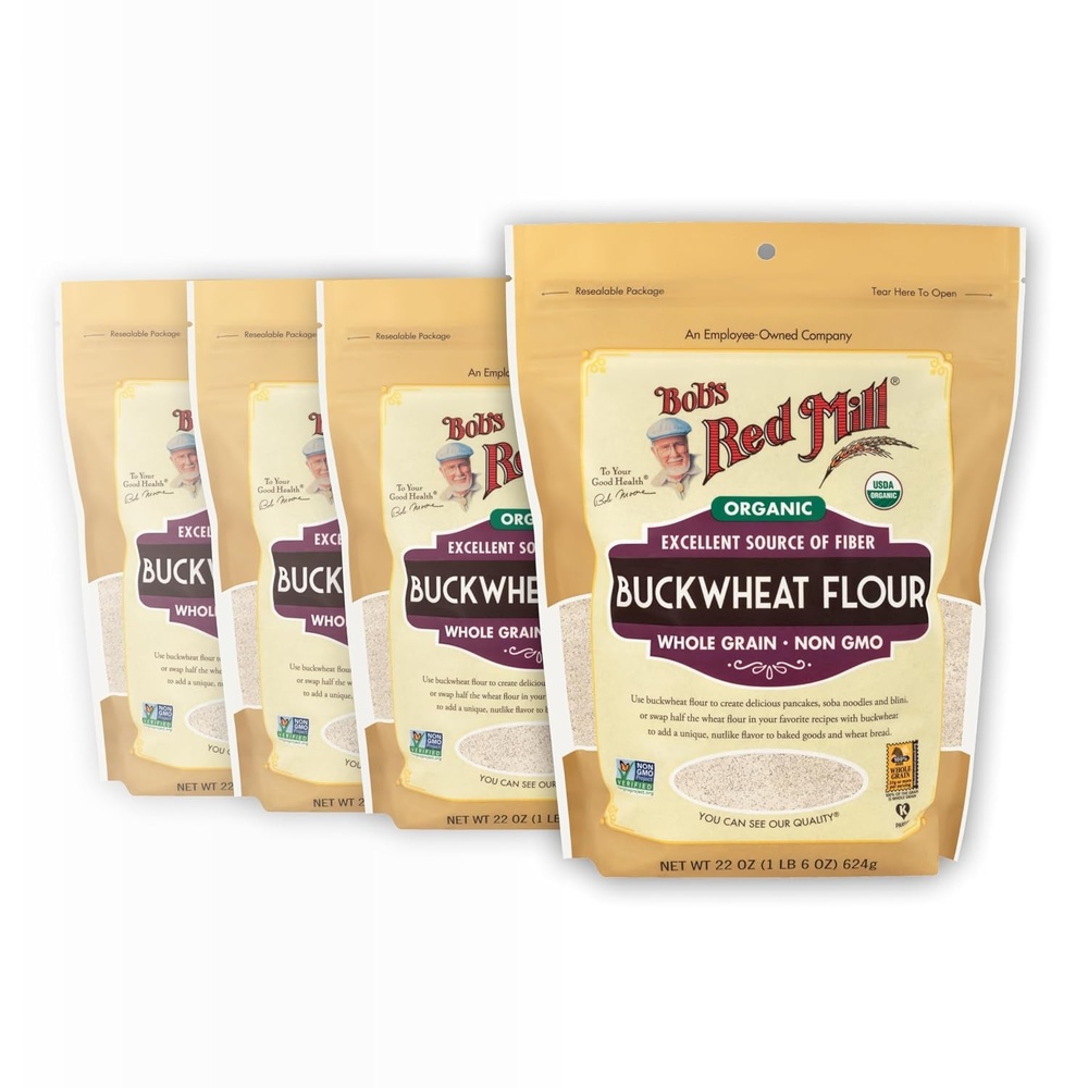 image:imageBobs Red Mill Organic Buckwheat Flour 22oz Pack of 4  Organic Non GMO Whole Grain Vegan Kosher22 Ounce Pack of 4