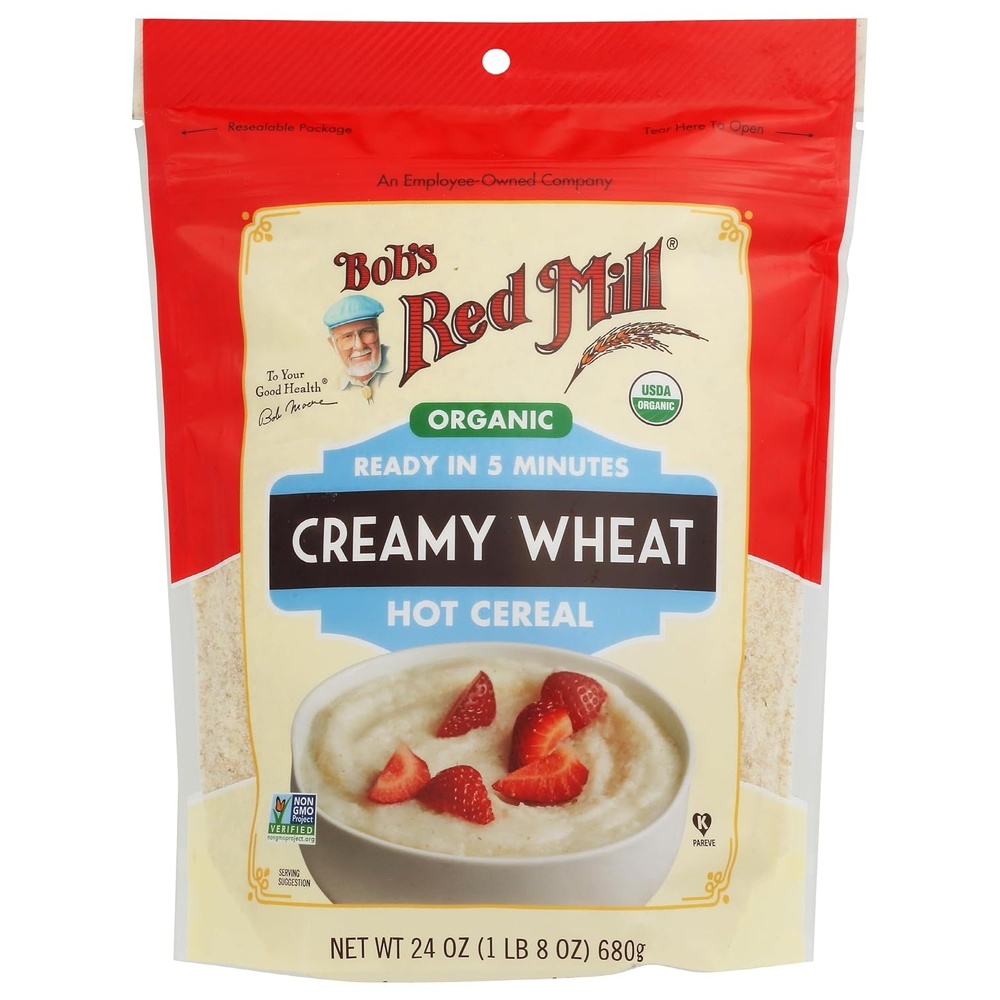 image:imageBobs Red Mill Organic Creamy Wheat Hot Cereal 24oz Pack of 4  Organic Non GMO Gluten Free Whole Grain Vegan Kosher24 Ounce Pack of 1