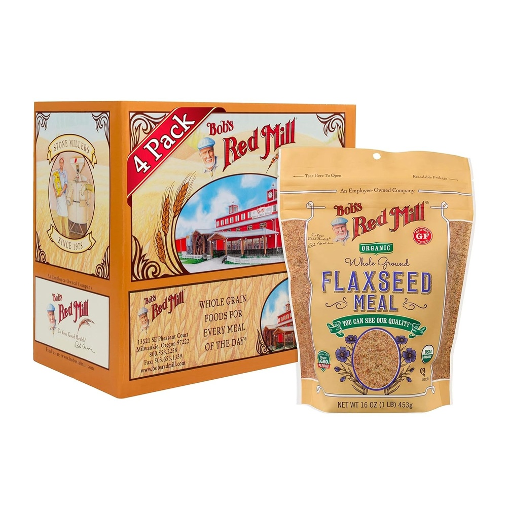 image:imageBobs Red Mill Organic Flaxseed Meal 16oz Pack of 4  Non GMO Vegan Paleo Friendly Keto Friendly Kosher