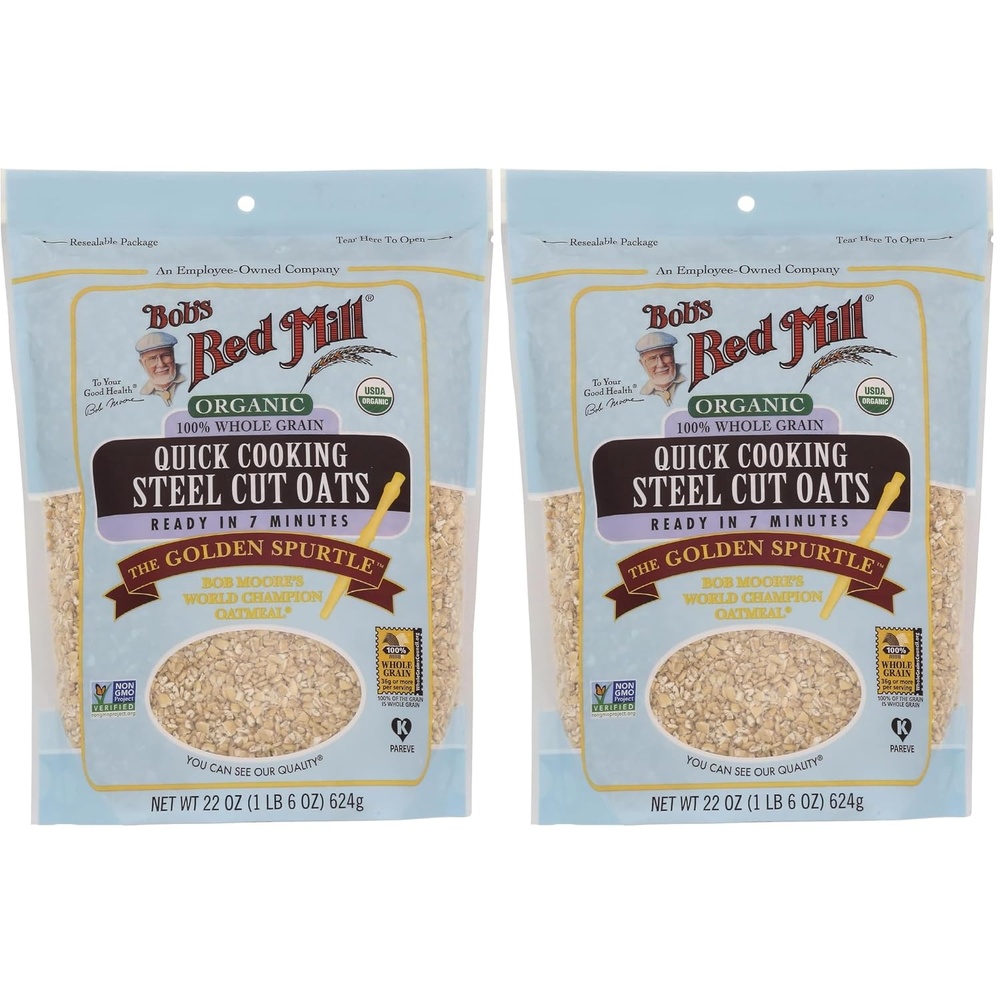 image:imageBobs Red Mill Organic Quick Cooking Steel Cut Oats 22oz Pack of 4  Organic Non GMO Whole Grain Vegan Kosher22 Ounce Pack of 2