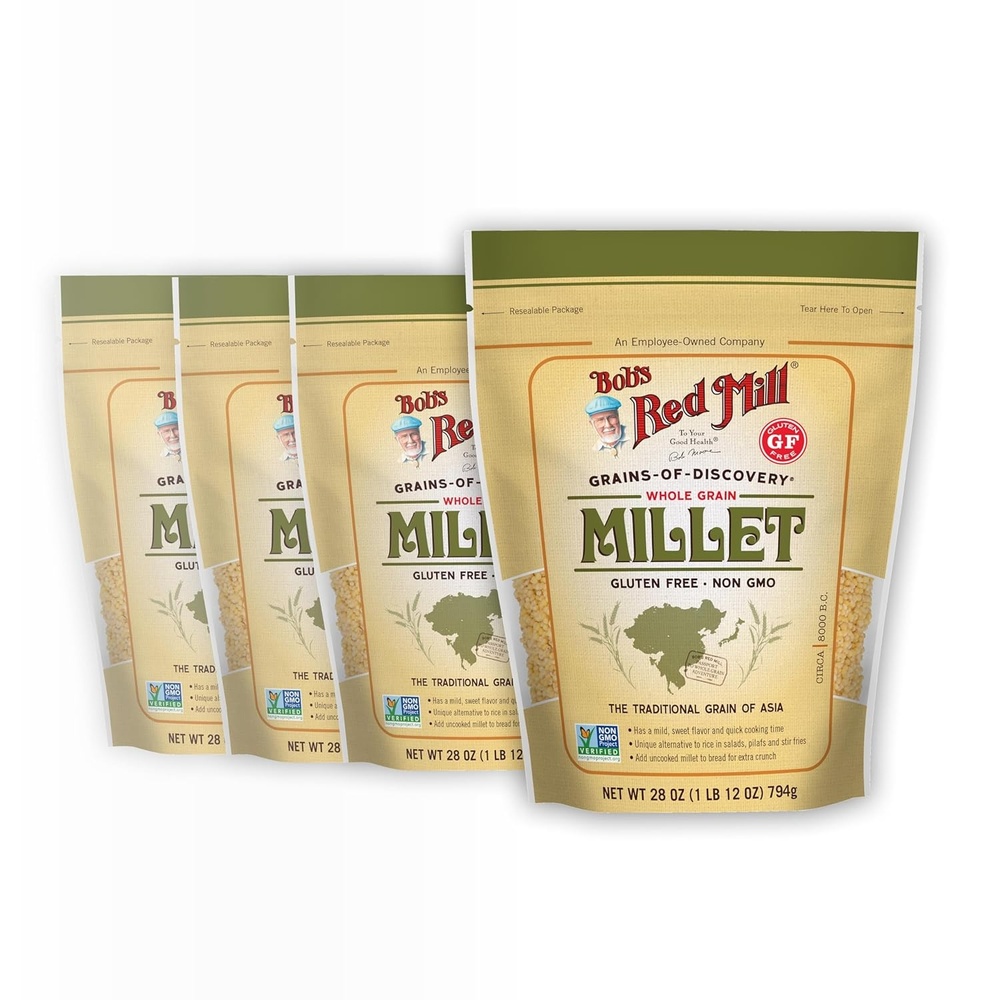 image:imageBobs Red Mill Whole Grain Millet 28oz Pack of 4  Gluten Free Whole Grain Vegan Kosher28 Ounce Pack of 4