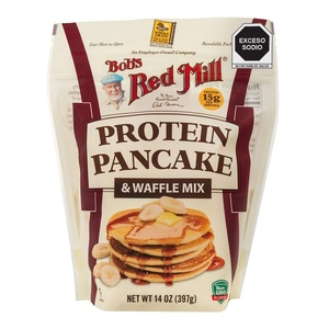 Bob’s Red Mill High Protein Pancake Mix – 14 oz Bag (Pack of 4), Flapjack and Waffle Baking Mix, 16g/Serving, Non-GMO(Resealable)